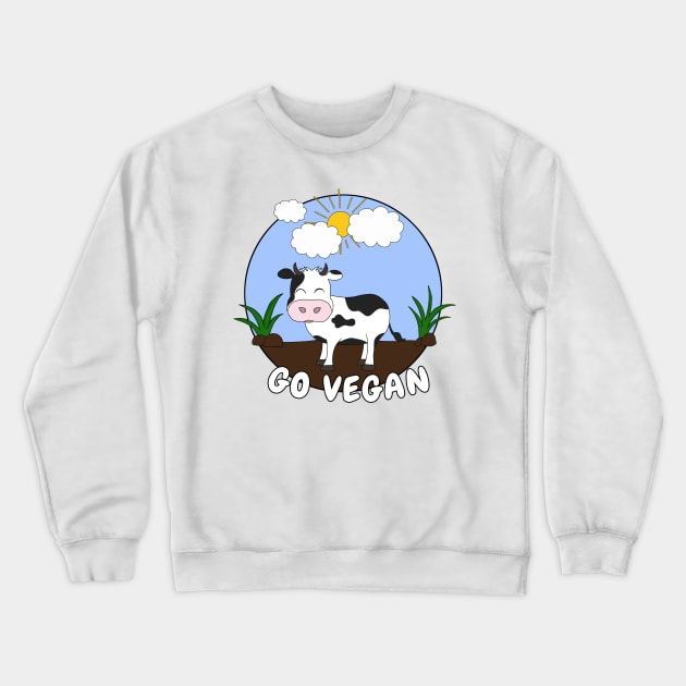 Go Vegan Cute Cow Crewneck Sweatshirt by valentinahramov